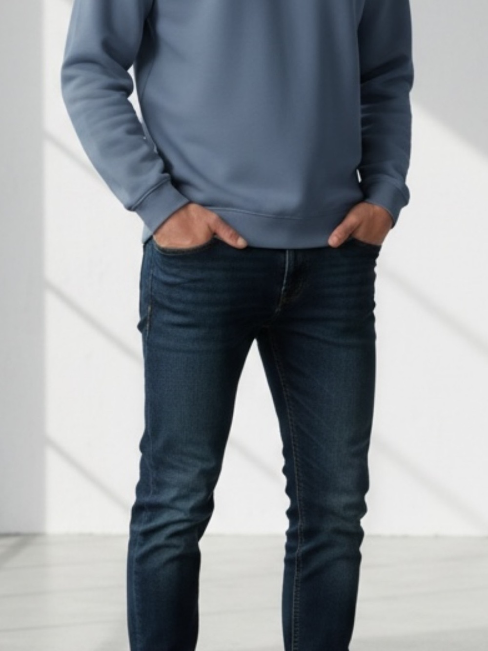 Cozy Earth Men’s Bamboo Pullover XXL Light Blue Crew